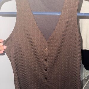 Dynamite Brown V-Neck Button Front Sweater Vest